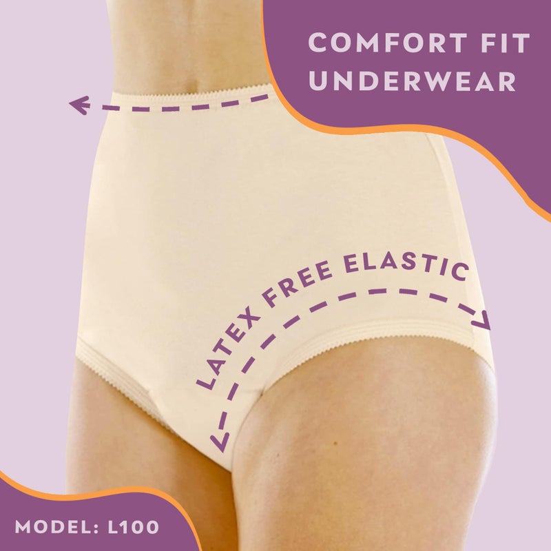 Wear-Ever Wearever Women's Cotton Comfort Incontinence Panties for Bladder Control with Regular Absorbency - Reusable & Washable Leak Proof Underwear 150 ml (Pack of 3) (Beige) (3X) (Fits Hip Sizes: 49-51") - Image 5